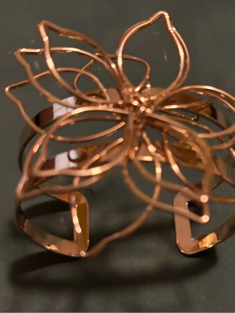 Sterling Silver, Black, and Gold Floral Wire Open Cuff Bracelets  -with ring set
